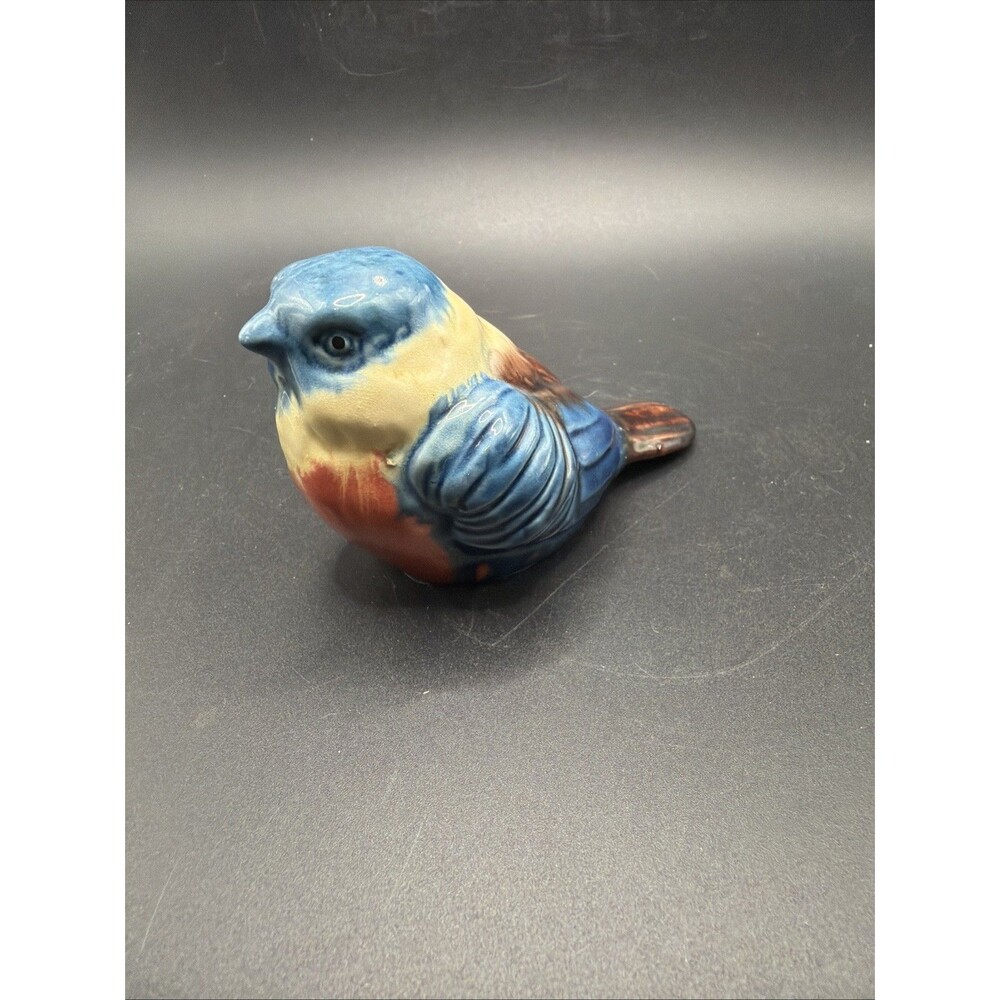 Ceramic Bird Figurine Red Blue  Brown 4 Long 2.5” High And Wide